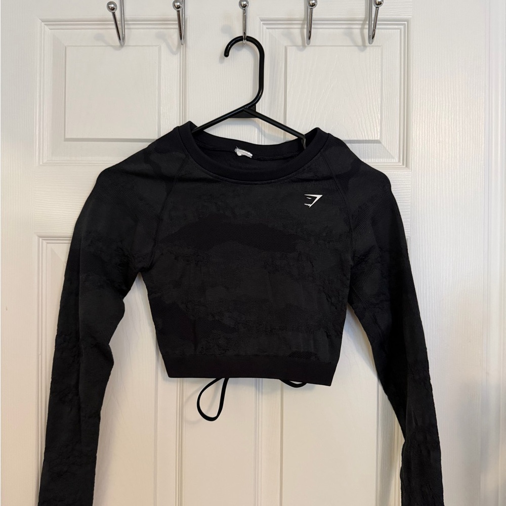 Gymshark Black Long-Sleeve Seamless Crop Top
